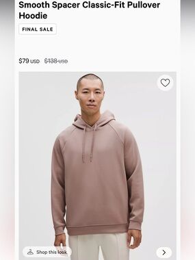 Lululemon men’s smooth spacer hoodie